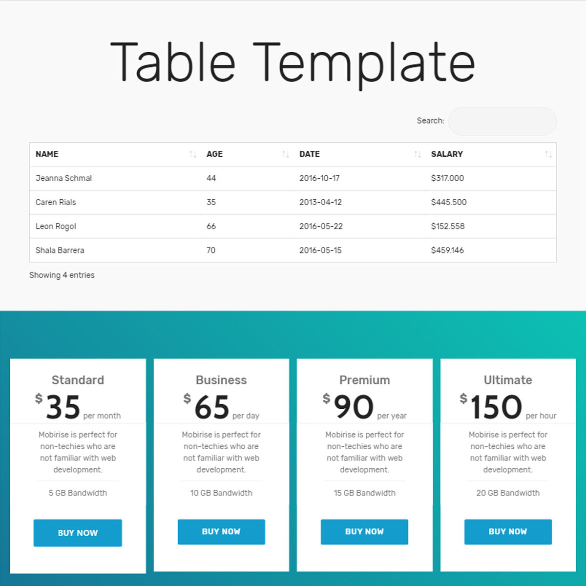   Responsive Table  